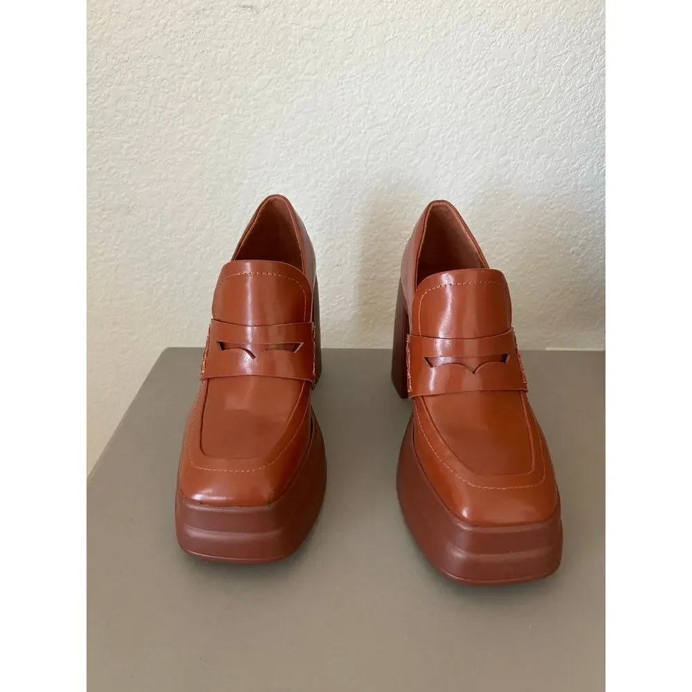 Steve Madden Perry Platform Loafers in Cognac Brown - 6